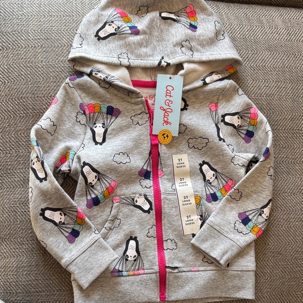 Cat & Jack Gray Hoodie with Rainbow Accents